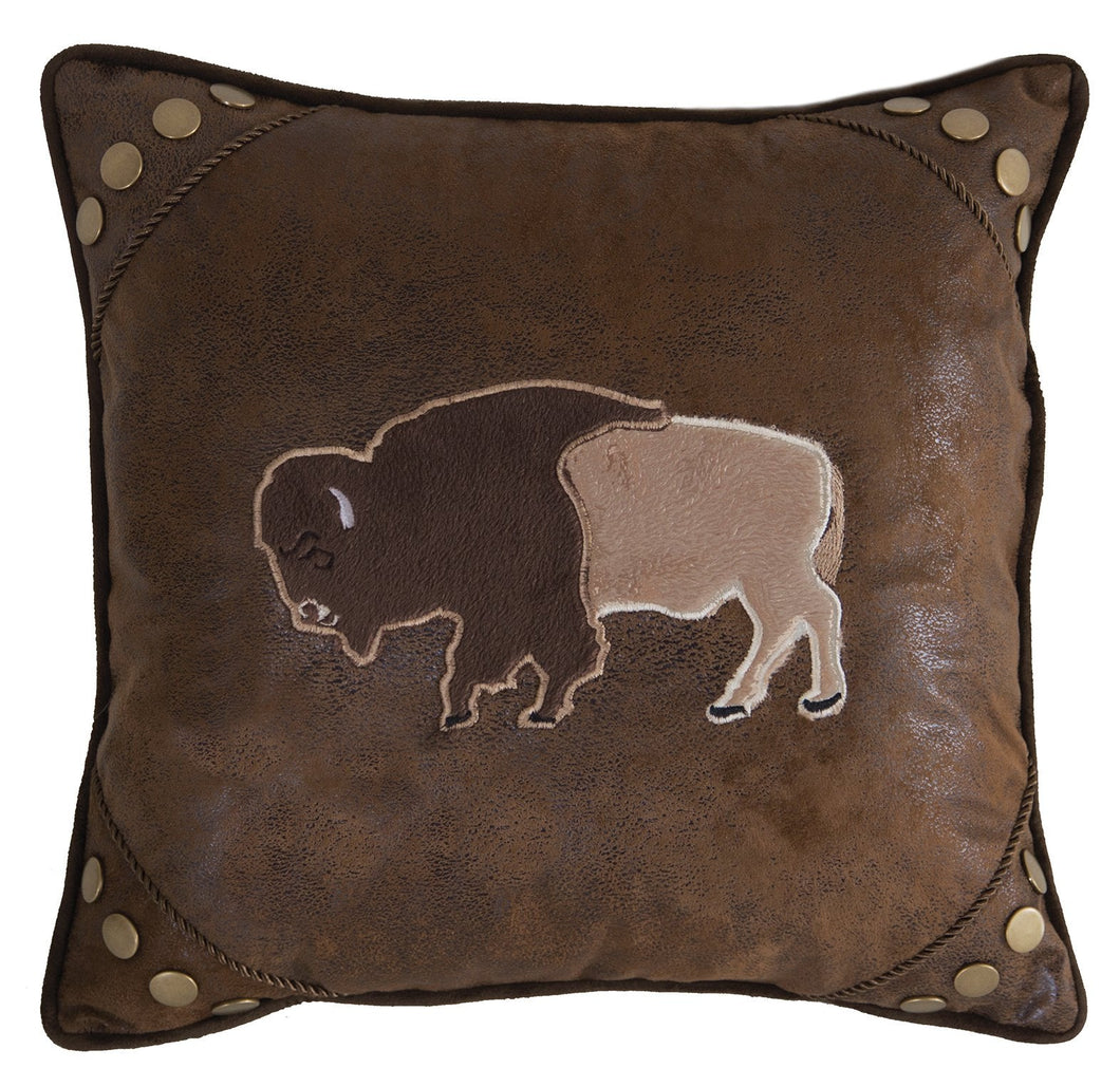 Wrangler Faux Leather Buffalo Accent Pillow