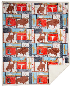 Wrangler Vintage Western Sherpa Throw Blanket - 54" X 68"