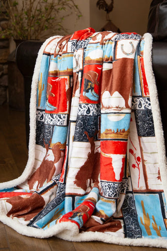 Wrangler Vintage Western Sherpa Throw Blanket - 54