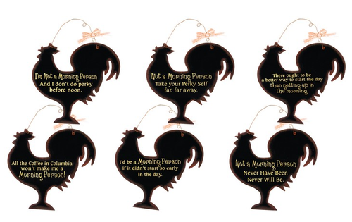 Late Riser Rooster Signs - 6 Piece Assorted