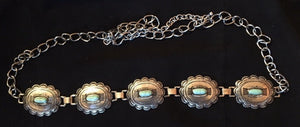 Ladies' Western Oval Silver & Turquoise Concho Belt