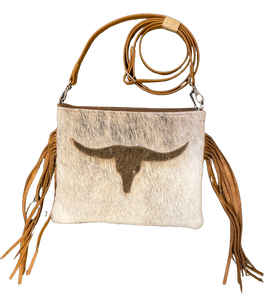 Longhorn Genuine Brazilian Cosmetic Bag with Fringe