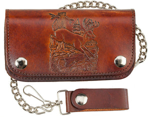 6" Leather Biker Wallet - Deer - made in USA