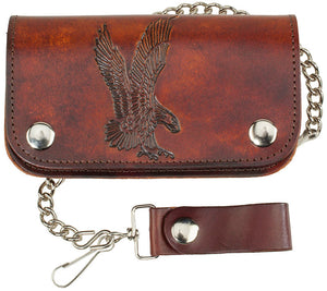 6" Leather Biker Wallet - Eagle - made in USA