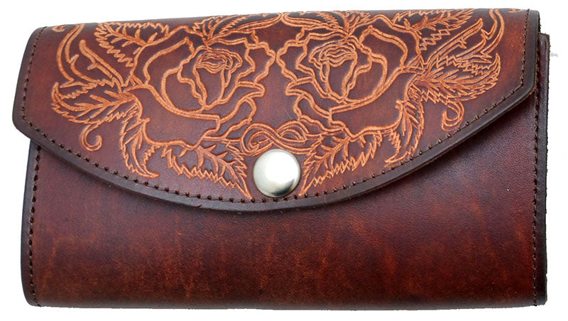 Ladies' Leather Organizer Wallet Brown- Made in USA