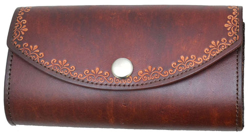 Ladies' Leather Organizer Wallet Brown- Made in USA