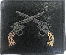 Load image into Gallery viewer, Western Crossing Pistols Black Leather Bi-Fold Wallet