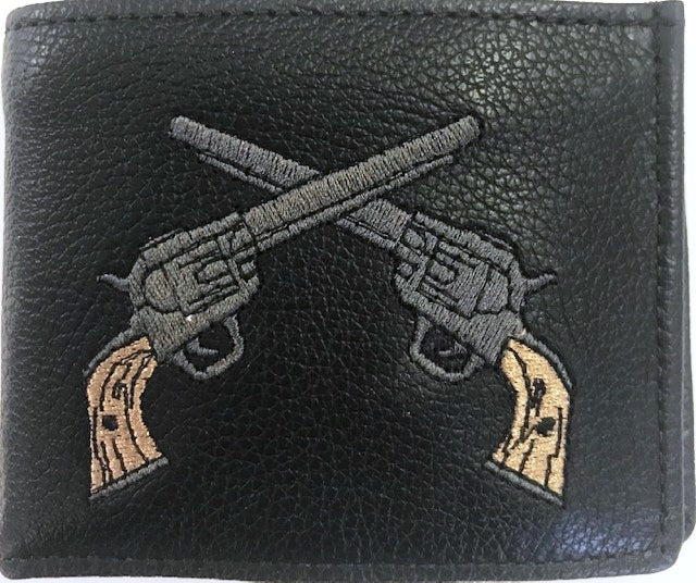Western Crossing Pistols Black Leather Bi-Fold Wallet