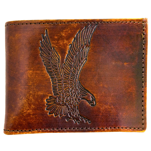 Brown Leather Billfold - Made in USA - Eagle