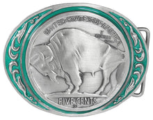 Load image into Gallery viewer, Buffalo Coin Enameled Belt Buckle