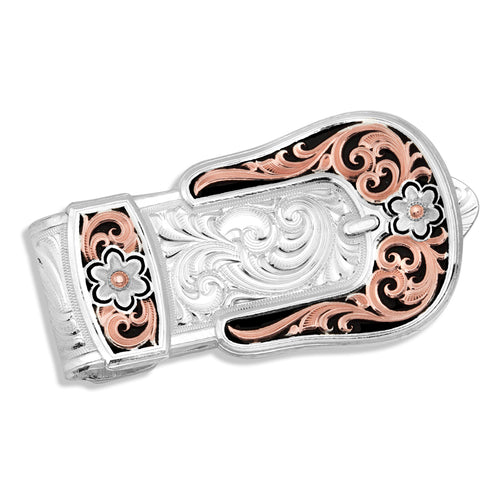Ladies' Floral Buckle Money Clip - Made in the USA