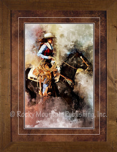 "Riding in Color" Framed & Matted Western Print