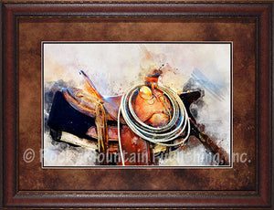 "Lariat & Latigo" Framed & Matted Western Print
