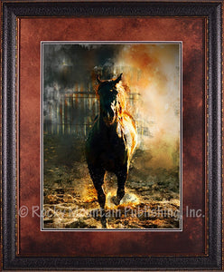 "Fire and Mane" Framed & Matted Western Print