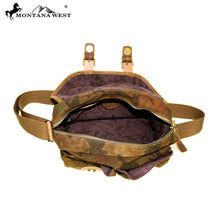 Load image into Gallery viewer, Genuine Leather Washed Canvas Shoulder/Crossbody Travel Bag - Camo