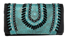 Load image into Gallery viewer, Ladies&#39; Western Embossed Wallet with Turquoise Stone - Choose From 3 Colors!