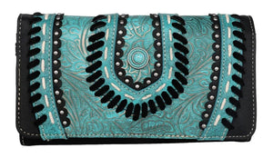Ladies' Western Embossed Wallet with Turquoise Stone - Choose From 3 Colors!