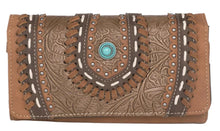 Load image into Gallery viewer, Ladies&#39; Western Embossed Wallet with Turquoise Stone - Choose From 3 Colors!