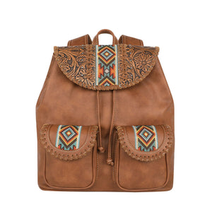 Western Tooled with Aztec Applique Backpack - Choose From 3 Colors!