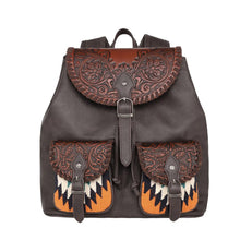 Load image into Gallery viewer, Western Tooled &amp; Aztec Backpack