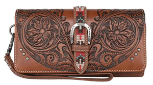 Ladies' Western Tooled Buckle Wallet- Choose From 3 Colors!