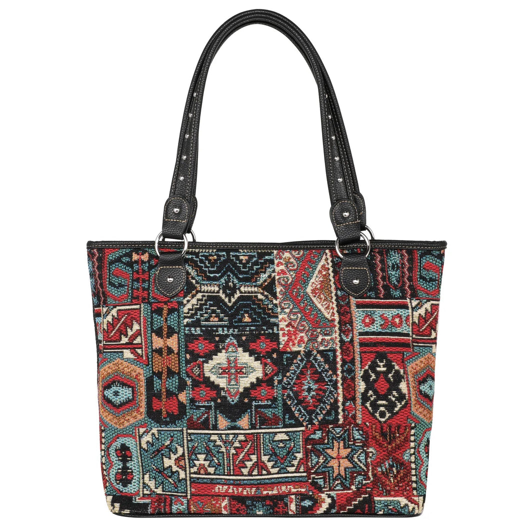 Western Print Canvas Tote Bag