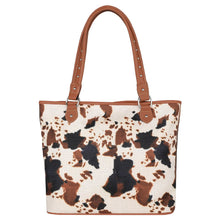 Load image into Gallery viewer, Western Cow Print Canvas Tote Bag