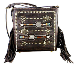 Western Crossbody Bag with Arrows and Fringe - Choose From 2 Colors!