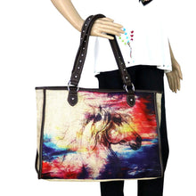 Load image into Gallery viewer, Horse Painting Canvas Tote Bag - Tan