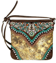 Load image into Gallery viewer, Floral Embroidered and Vintage Pattern Western Purse