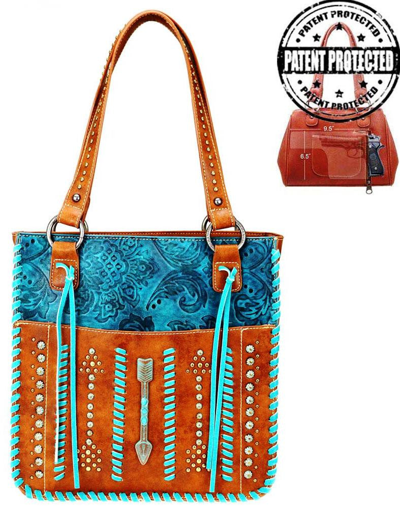 Ladies' Western Aztec Styled Concealed Carry Tote - Brown