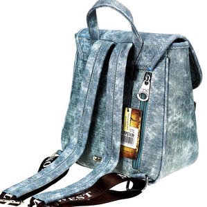 Aztec Leather & Denim Backpack - Turquoise