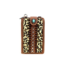 Load image into Gallery viewer, Western Leopard Print Phone Case Crossbody Wallet - Brown