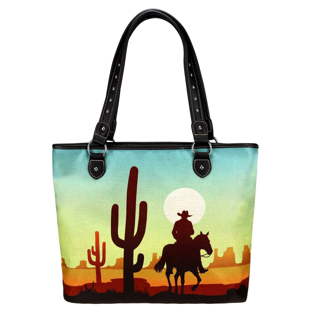 Western Cowboy Canvas Tote Bag