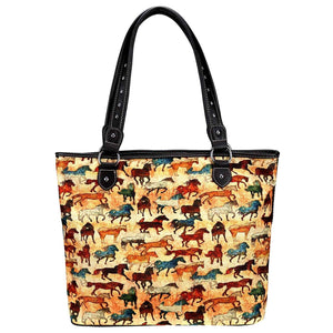 Western Horse Collection Canvas Tote Bag