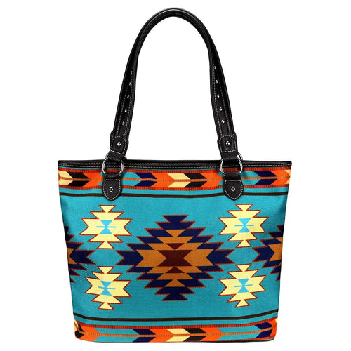 Western Aztec Canvas Tote Bag
