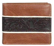 Load image into Gallery viewer, Genuine Leather Embossed Floral Men&#39;s Bi-Fold Wallet