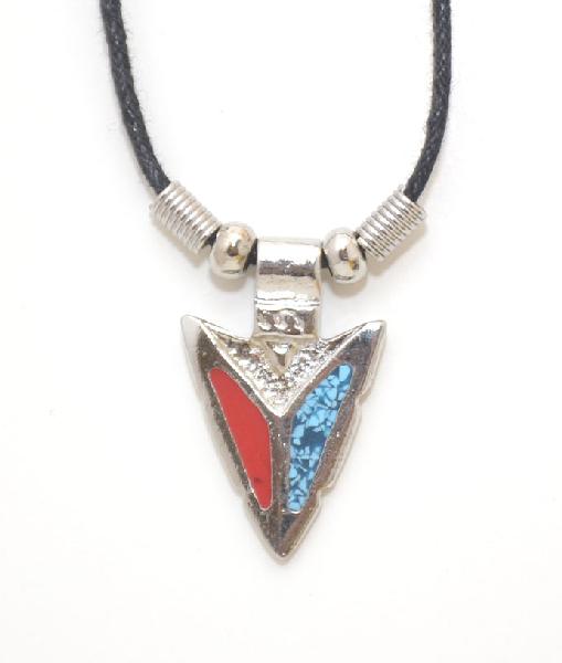 Turquoise & Coral Arrowhead Necklace