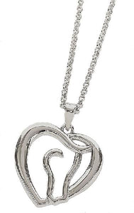 Horse Head in Heart Necklace