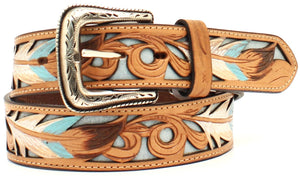 Men's Feather Filagree Leather Belt by Nocona - 1-1/2"