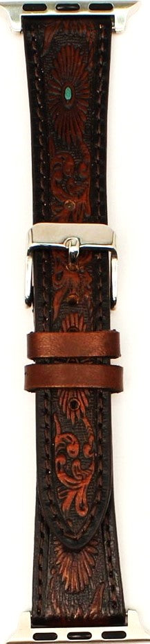 Western Tooled iWatch Band with Turquoise Accents