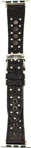 Western Black iWatch Band with Black Stones & Silver Studs