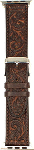 Western Brown Tooled iWatch Band with Cross