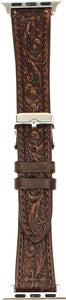 Western Brown Tooled iWatch Band with Cross