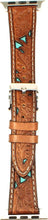 Load image into Gallery viewer, Western Tooled iWatch Band with Turquoise Underlay