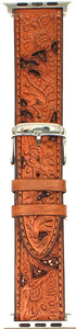 Western Tooled iWatch Band with Pink Glitter Underlay