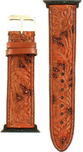 Load image into Gallery viewer, Western Tooled iWatch Band with Pink Glitter Underlay