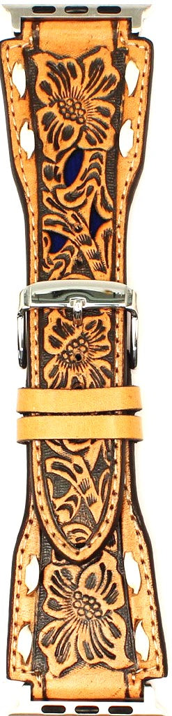 Western Tooled iWatch Band with Buck Lacing