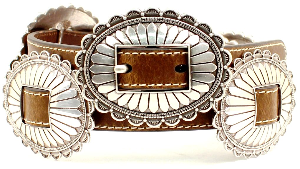 Ladies' Western Brown Belt with Silver Oval Conchos – Wild West Living