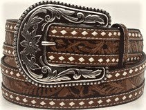 Ladies' Western Brown Belt with Buckstitch - 1-1/2"